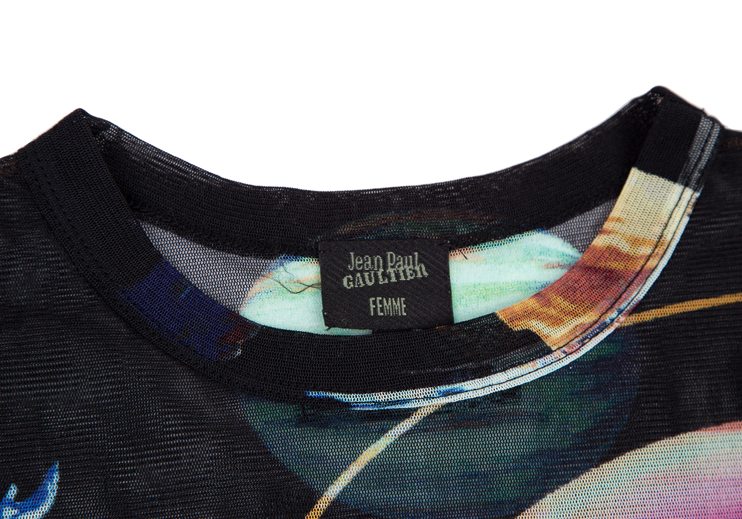 ジャンポールゴルチエ似顔絵サイン刺繍カットソー 黒 - Tシャツ/カットソー(七分/長袖)