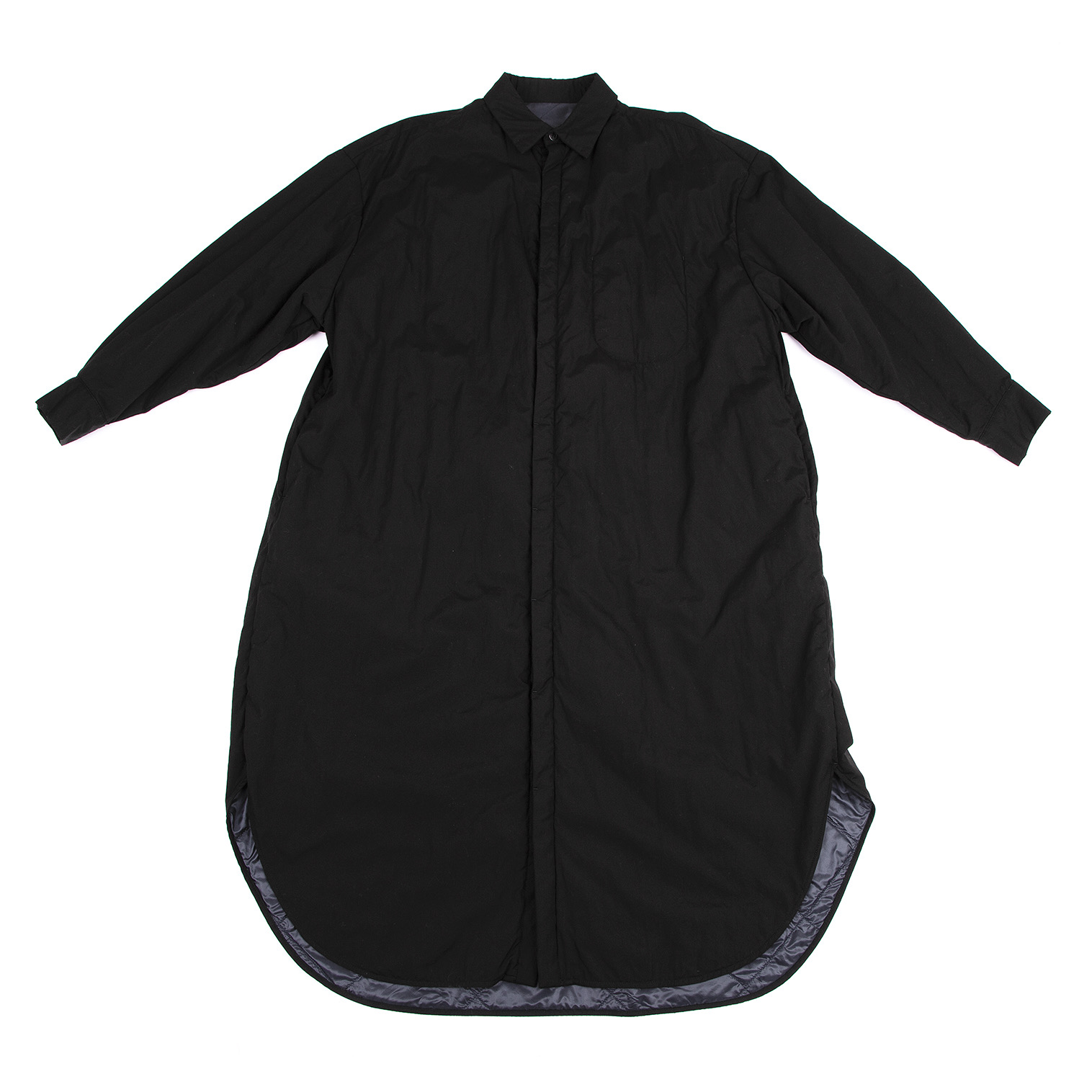 ワイズY's コットン中綿ロングシャツコート 黒2