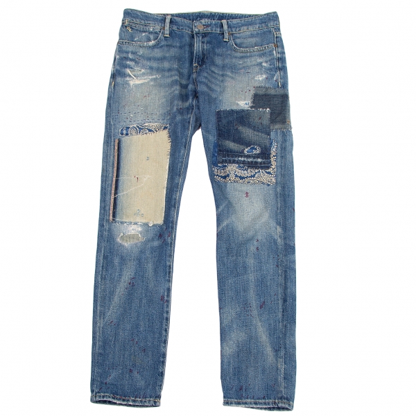 Made To Order Patchworked Portrait Denim Pants - Ready to Wear