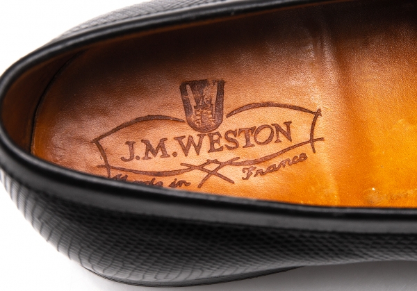 J.M.WESTON 180 Lizard Loafers Black Abut US 7 | PLAYFUL