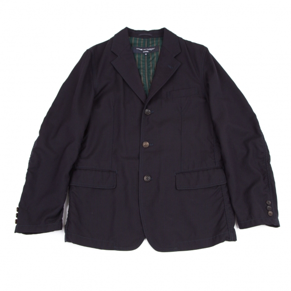 COMME des GARCONS HOMME Striped Wool Jacket Navy M | PLAYFUL