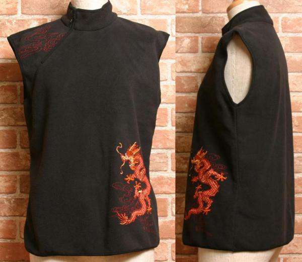 ヴィヴィアンタム カットソー ノースリーブ ドラゴン刺繍 日本製 XS 黒 赤