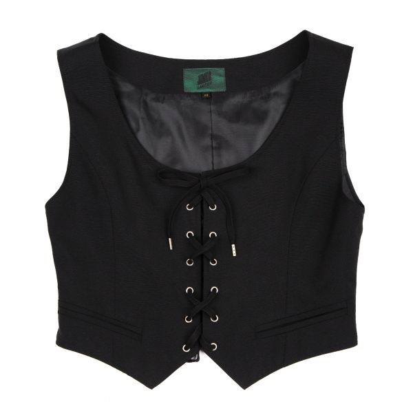 JUNIOR GAULTIER Lace Up Design Vest (Waistcoat) Black 40