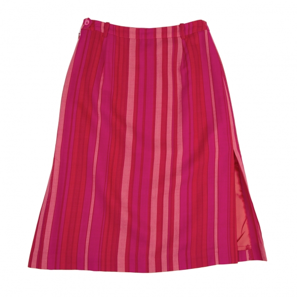 Paul Smith women Wool Nylon Multi Stripe Skirt Red,Pink 38 | PLAYFUL