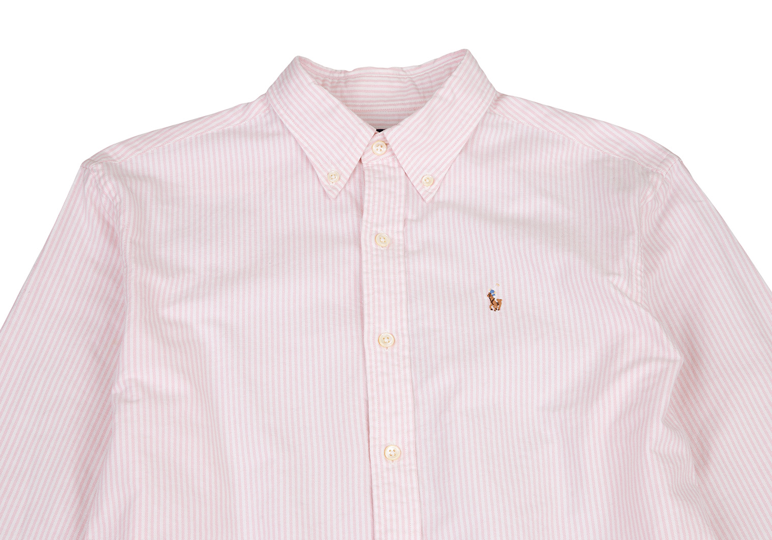 ポロラルフローレン チェック長袖シャツ BDシャツ 刺繍ロゴ ピンク 白