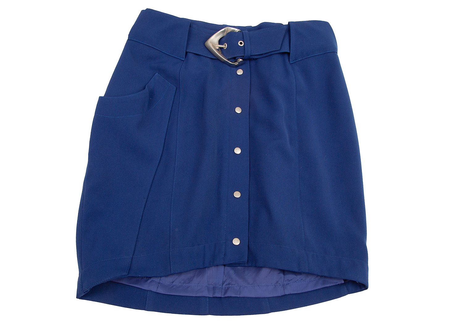 ティエリーミュグレー Thierry Mugler ボタン装飾台形スカート 青60-88