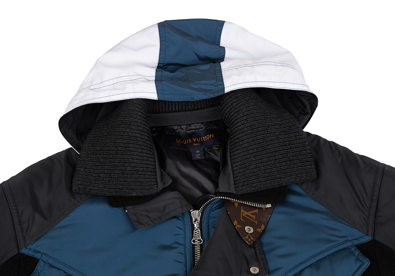 ルイヴィトン LVロゴ入りジップジャケット ラムレザー 羊革 変形デザイン