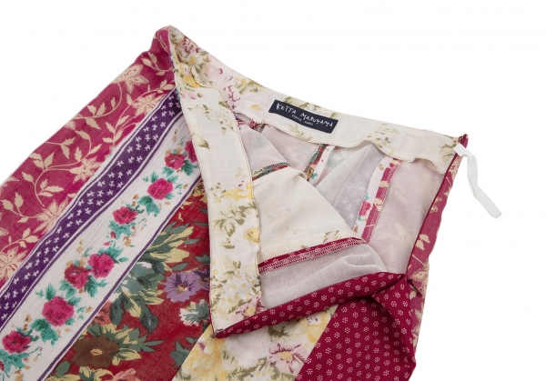 KEITA MARUYAMA Floral Stripe Switching Skirt Multi-Color 1 | PLAYFUL