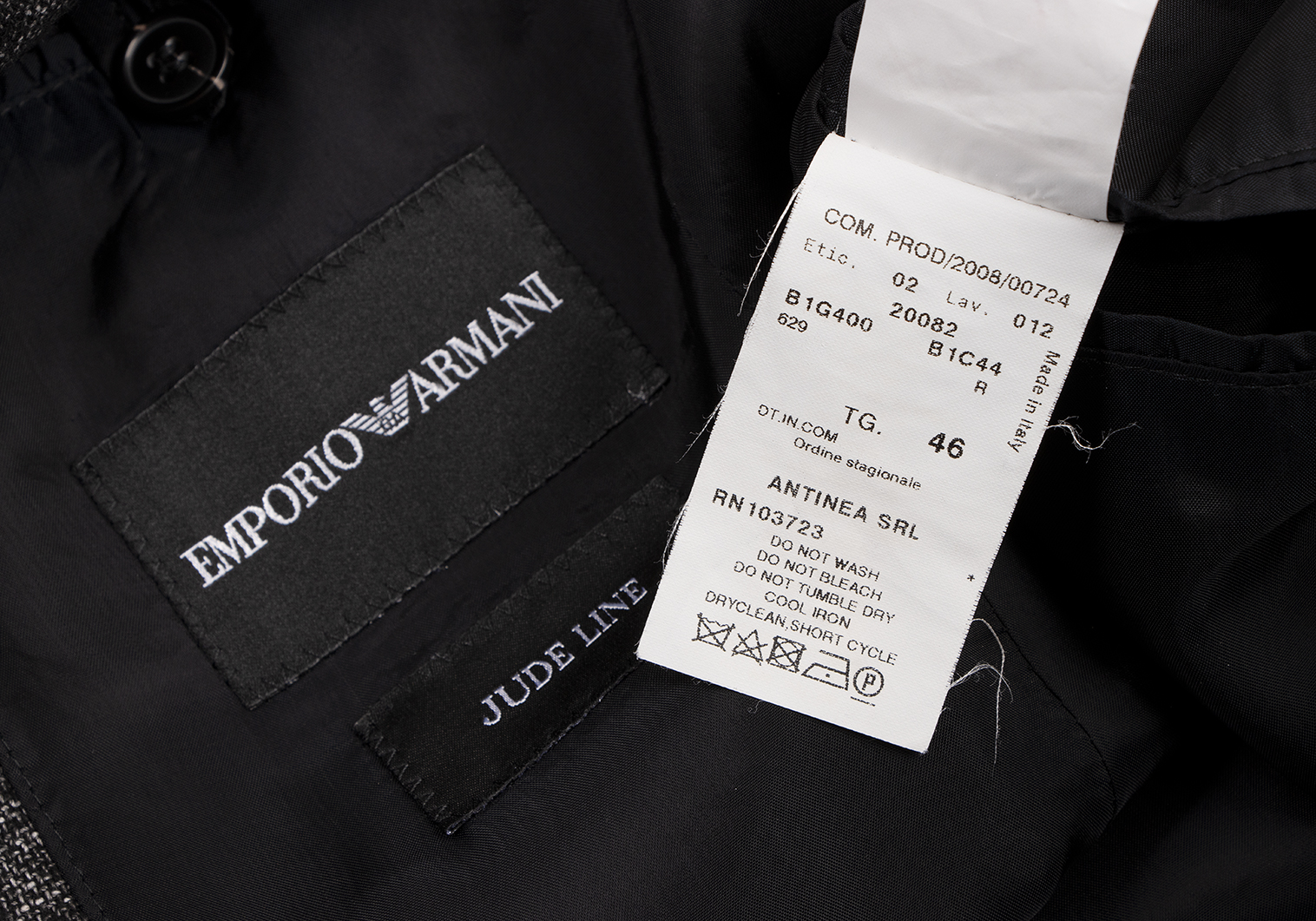 エンポリオアルマーニEMPORIO ARMANI JUDE LINE メランジウール1Bジャケット 黒白46