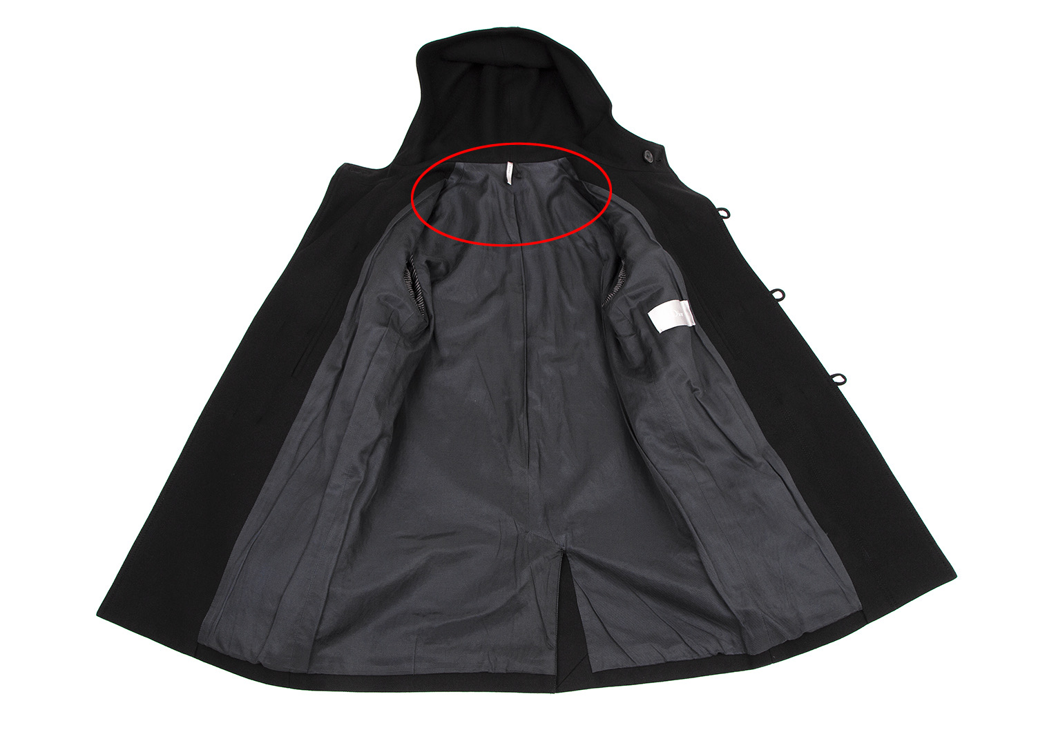 美品 ディオールオム DIOR HOMME コート ロングコート エポレット 無地 ロゴボタン ウール アウター メンズ 42(XXS相当) ブラック実寸サイズ着丈