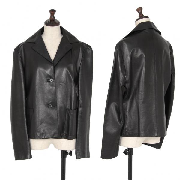 JIL SANDER Leather Tailored Jacket Black 40 | PLAYFUL