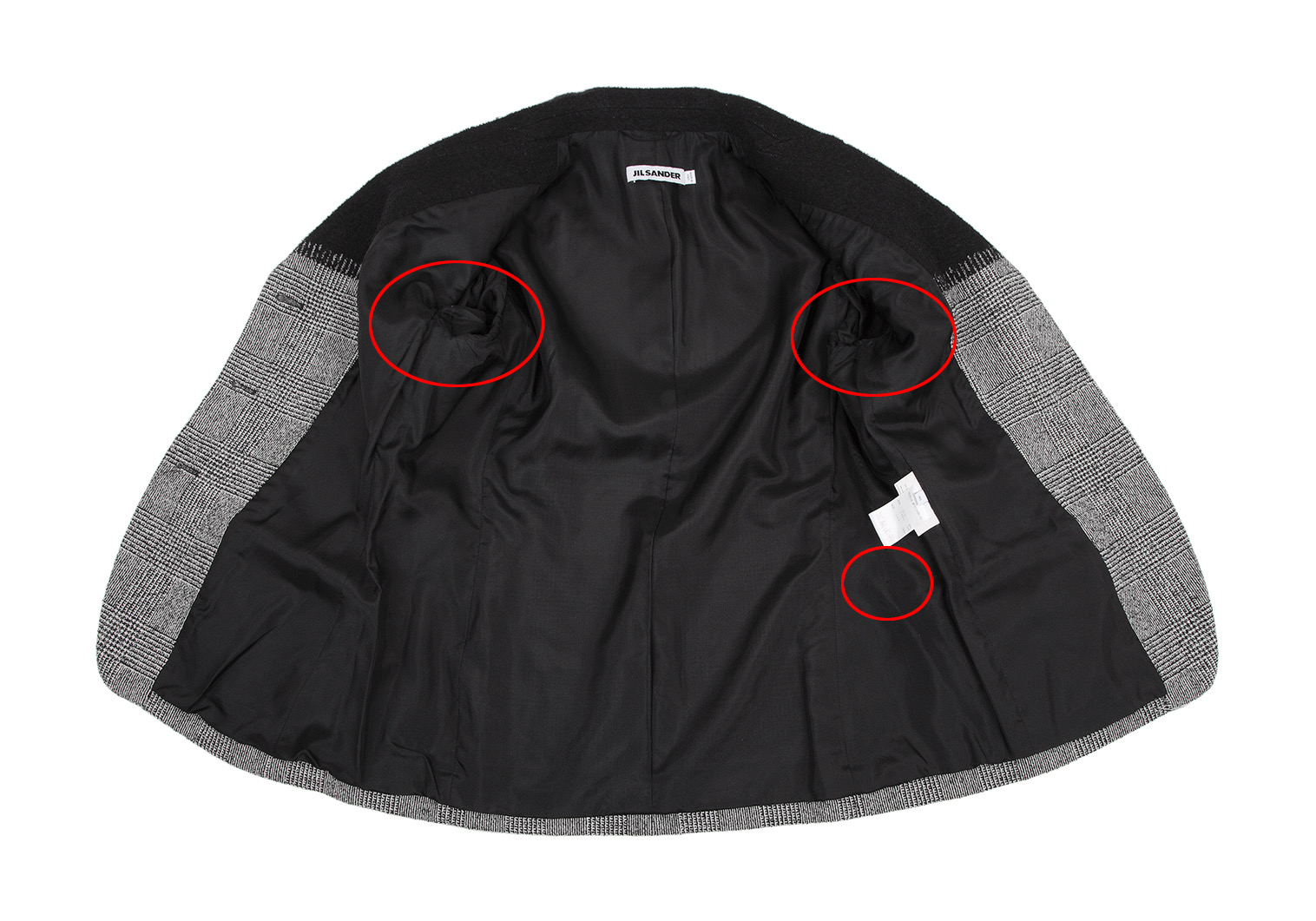 ジルサンダーJIL SANDER ウールグレンチェック織り変えジャケット 黒白40