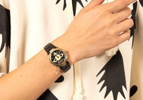 Vivienne Westwood Orb charm Watch Black,Gold | PLAYFUL