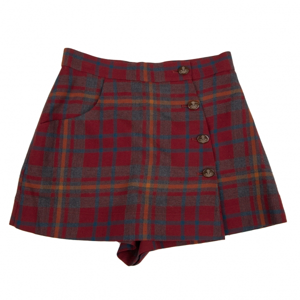 Vivienne Westwood Red Label Plaids Wrap Shorts Red 2 | PLAYFUL
