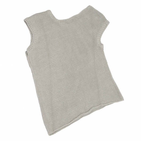 Yohji Yamamoto FEMME Cotton Asymmetric Low Gauge Knit Top Grey 3