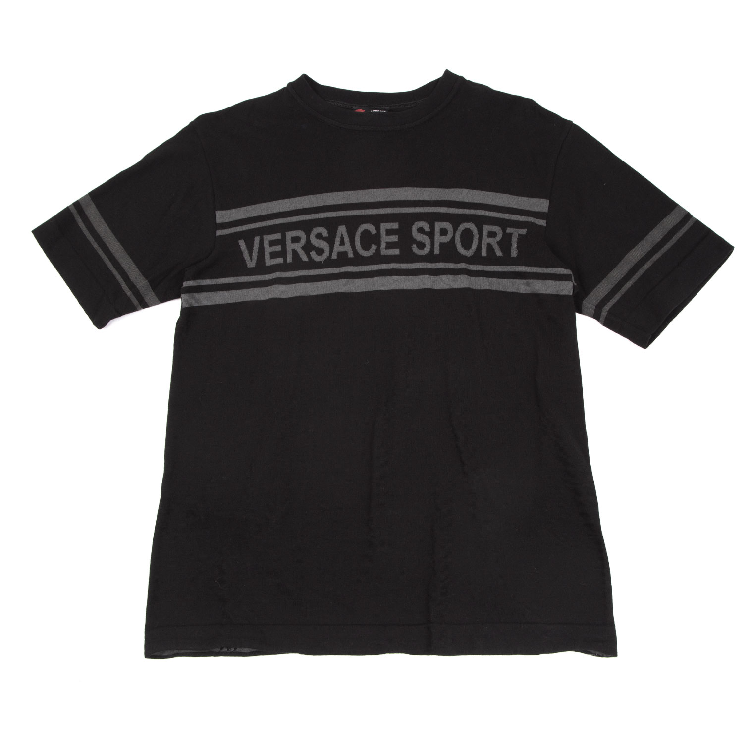 ヴェルサーチスポーツVERSACE SPORT ジャガードラインTシャツ 黒M位 【メンズ】-