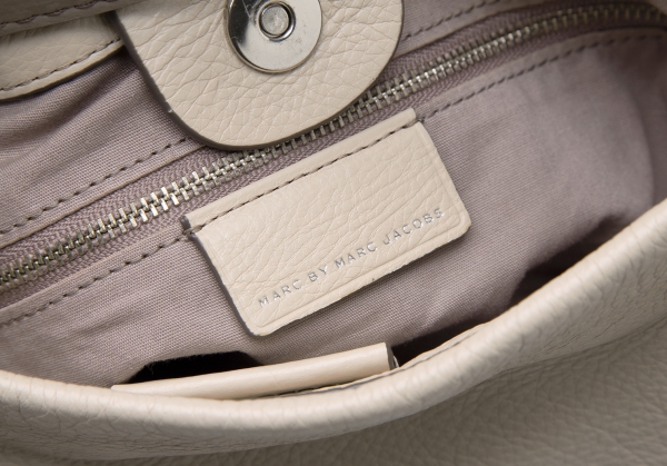 Snapshot of Marc Jacobs - Grey and pink leather bag with zippers and  shoulder strap for women