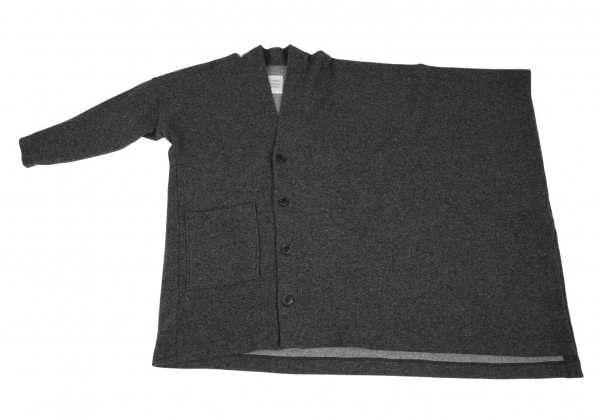 LIMI feu Asymmetric Knit Cloak Jacket Grey 2 | PLAYFUL