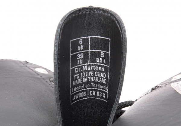 Y's × Dr Martens 10 EYE Quad Back Zip Boots Black US 8 | PLAYFUL