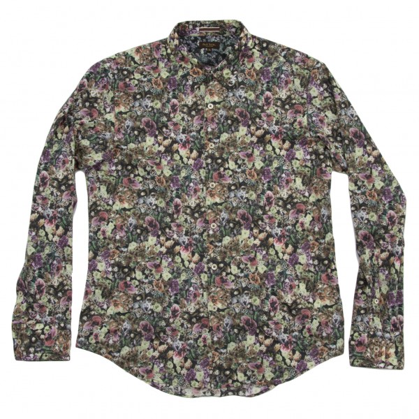 Paul Smith　ポールスミスコレクション　シャツ　花柄　総柄　黒　XL総柄花柄長袖シャツ