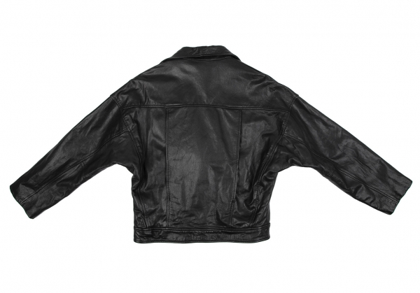 RIM.ARK Off Shoulder Leather Riders Jacket Black Free | PLAYFUL