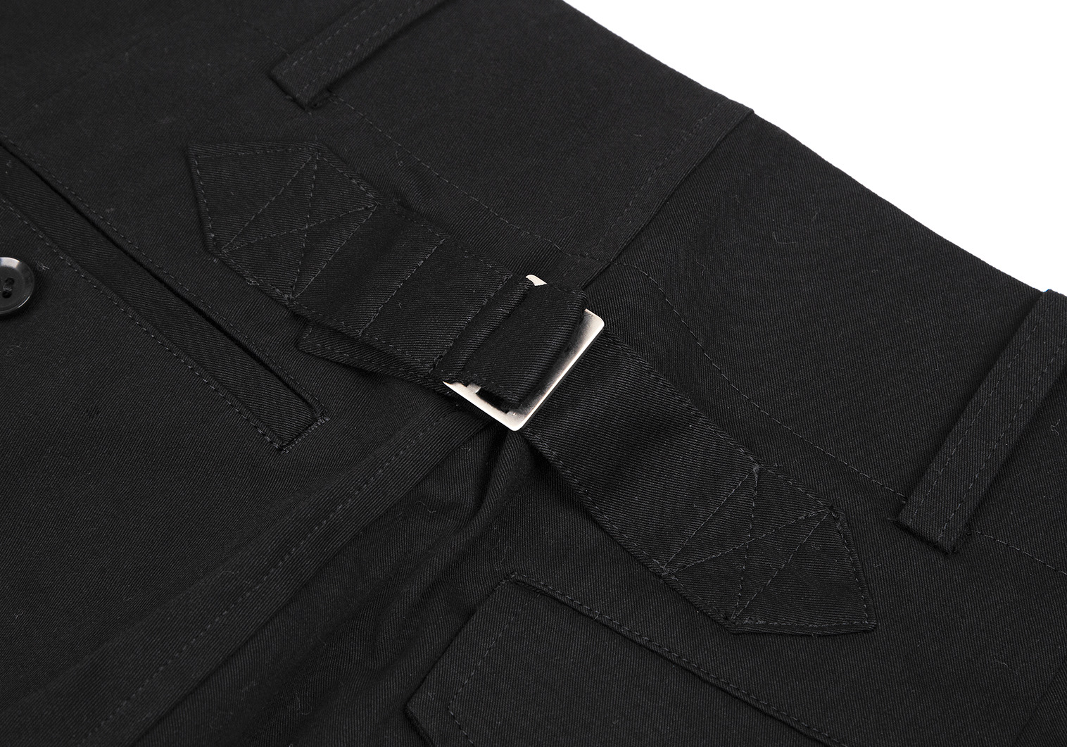 ワイズY's コットン裾ストラップパンツ 黒1
