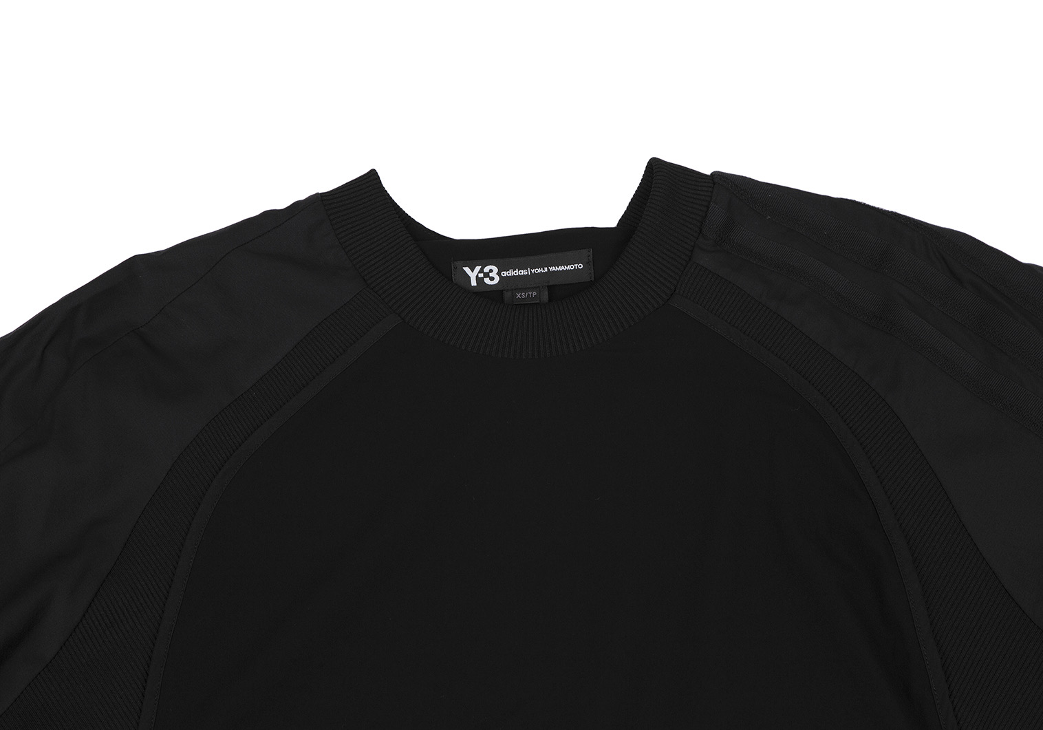 ワイスリーY-3 ストレッチナイロン切替デザインTシャツ 黒XS
