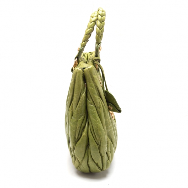 MIU MIU MATELASSE 2way Leather Bag Yellow-green | PLAYFUL