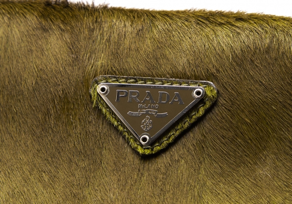 Prada vintage green suede and brown leather shoulder bag for women