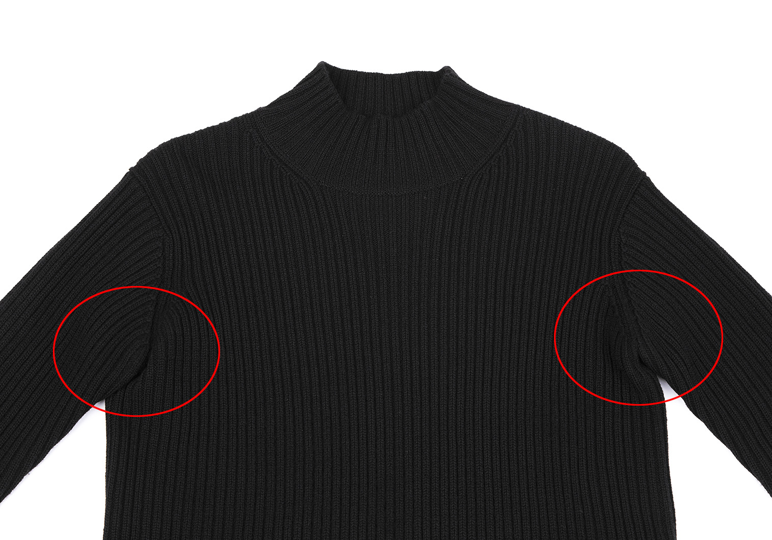 ワイズY's 袖シースルー切替リブニットセーター 黒2