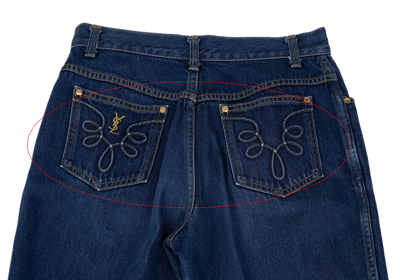 イヴサンローランYves Saint Laurent ポケットカサンドラ刺繍デザイン