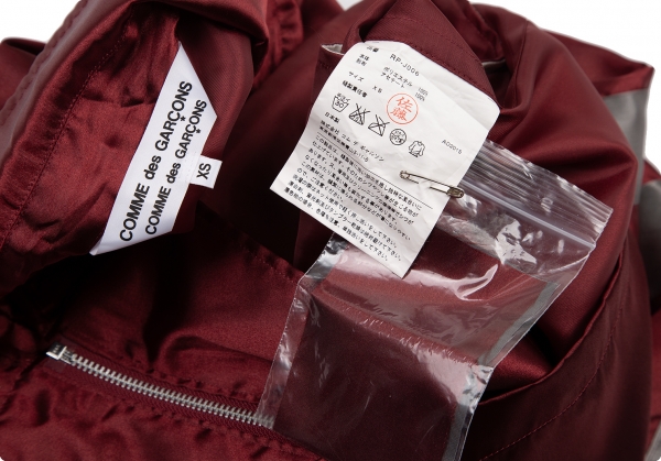 COMME des GARCONS Switching Satin Zip Jacket Grey,Red XS | PLAYFUL