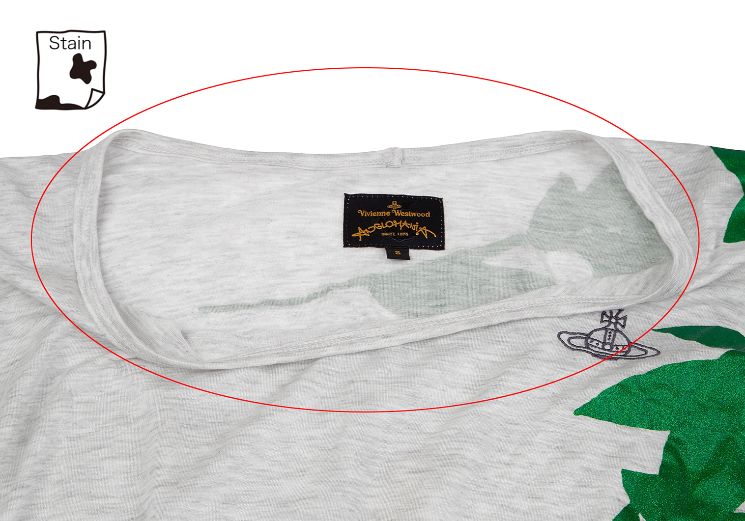 【H】サンローランパリ サンダーロゴ ヴィンテージ加工 プリント Tシャツ S