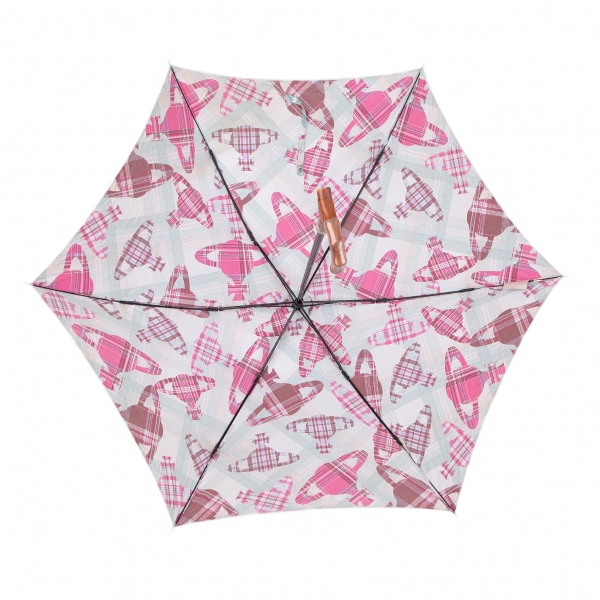 Vivienne Westwood Orb pattern Folding Umbrella Pink,Sky blue | PLAYFUL