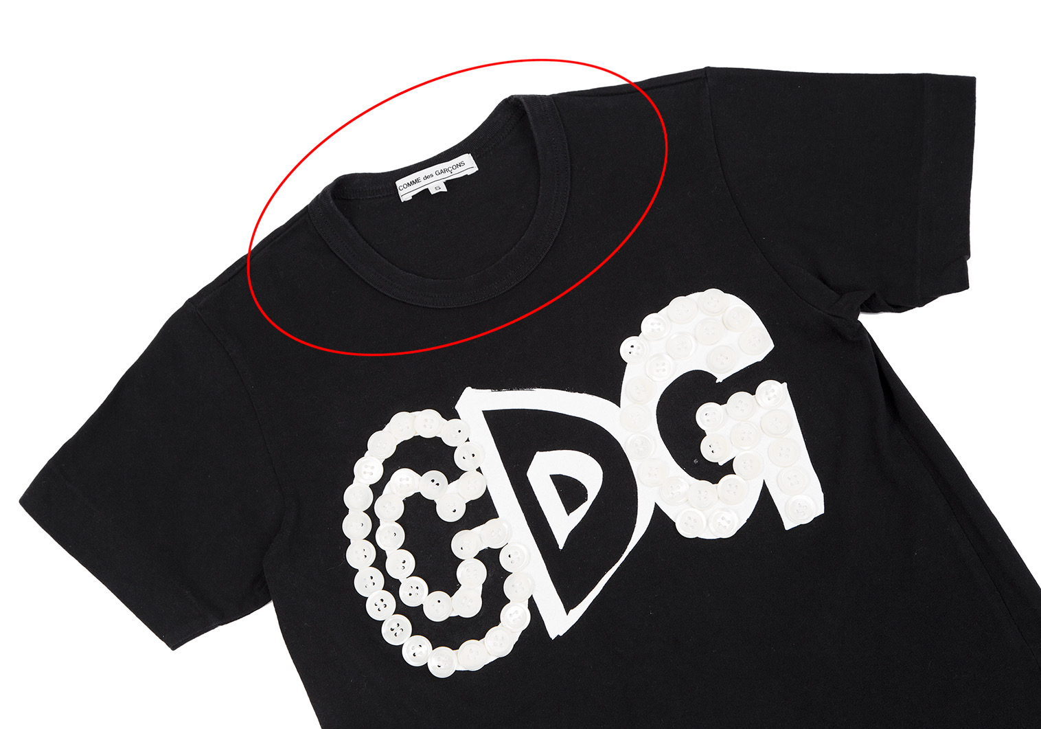 コムデギャルソンCOMME des GARCONS ボタンロゴデザインTシャツ 黒S
