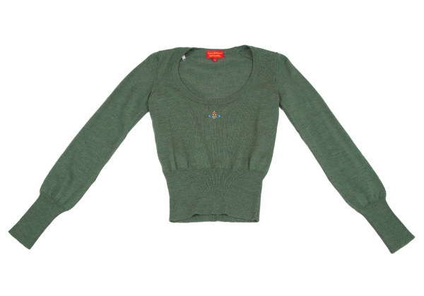 Vivienne Westwood Red Label Orb Embroidered Open Neck Knit Sweater 
