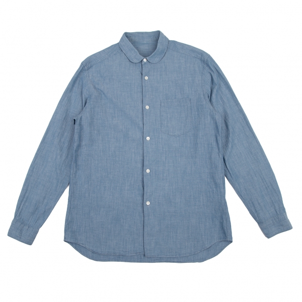 GANRYU Product Wash Round Collar Chambray Shirt Sky blue M