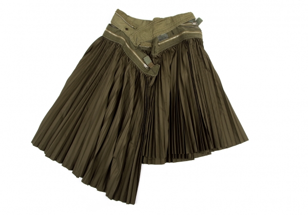 JUNYA WATANABE COMME des GARCONS Rebuild Design Pleats Skirt Khaki 