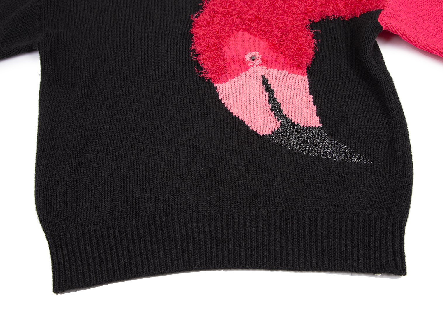 ディーゼルDIESEL フラミンゴデザインニットセーター 黒ピンクS