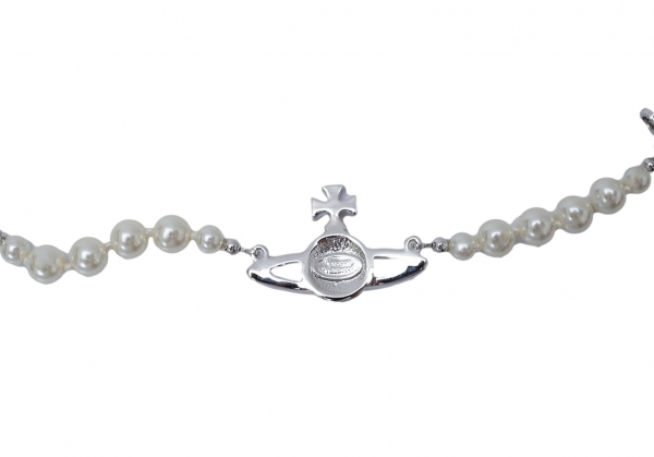 Vivienne Westwood ORB MINI BAS RELIEF Pearl Bracelet Silver Excellent