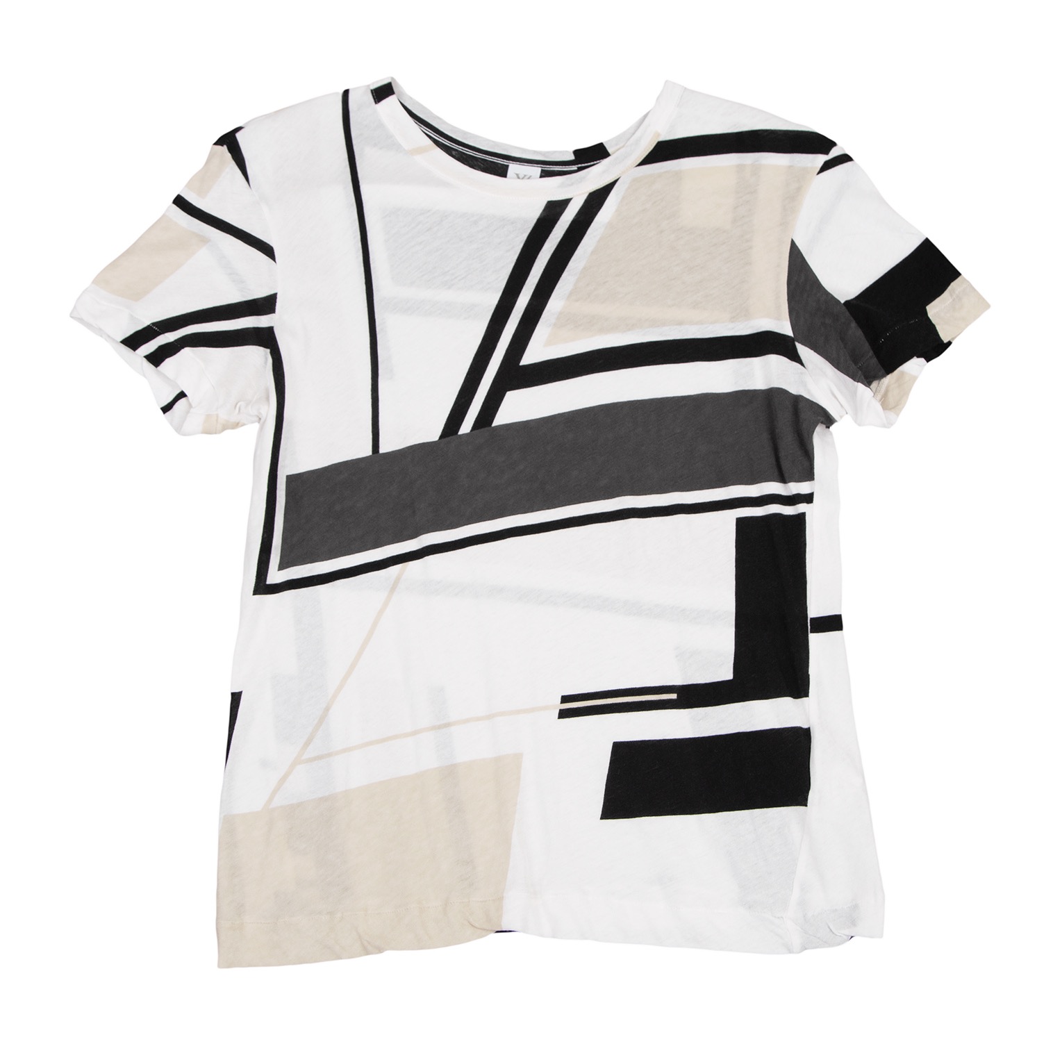ワイズY's ラインプリントTシャツ 白黒グレー2