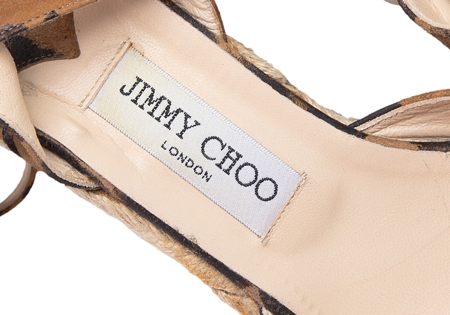 ジミーチュウJIMMY CHOO レオパードウェッジソールサンダル ブラウン黒