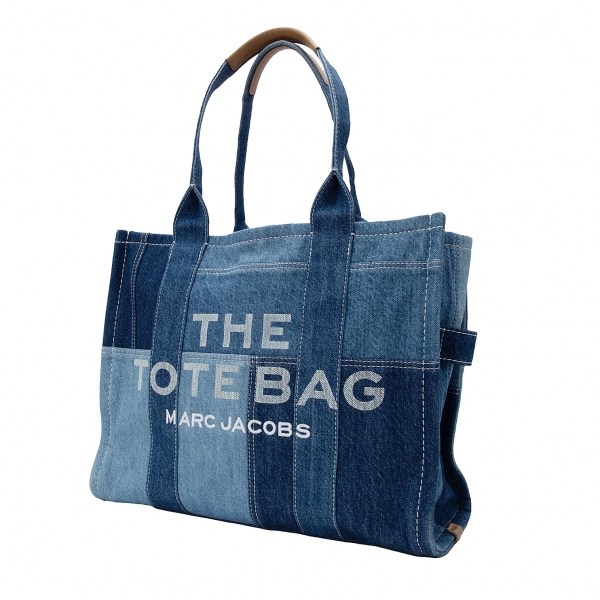 Blue Grey Patchwork Tote Bag
