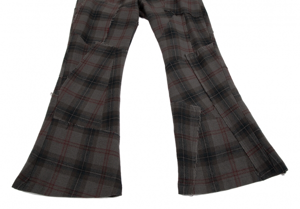 JUNYA WATANABE Check Wool Patchwork Flare Pants (Trousers) Grey M | PLAYFUL