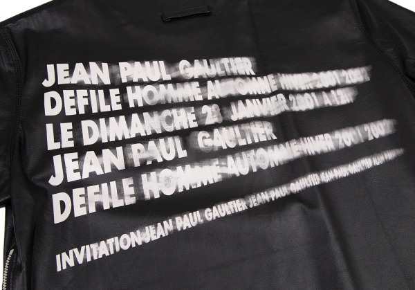 Jean Paul GAULTIER HOMME Printed Side Zipper Leather T-shirt Black 