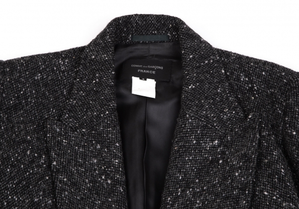 COMME des GARCONS FRANCE Nep Tweed Belted Jacket Charcoal S | PLAYFUL