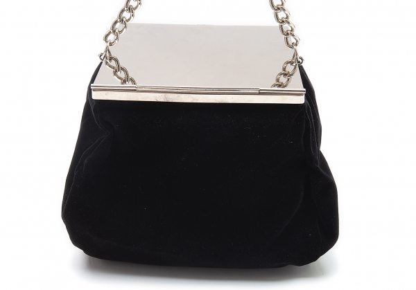 tricot COMME des GARCONS Chain handle velor handbag Black | PLAYFUL