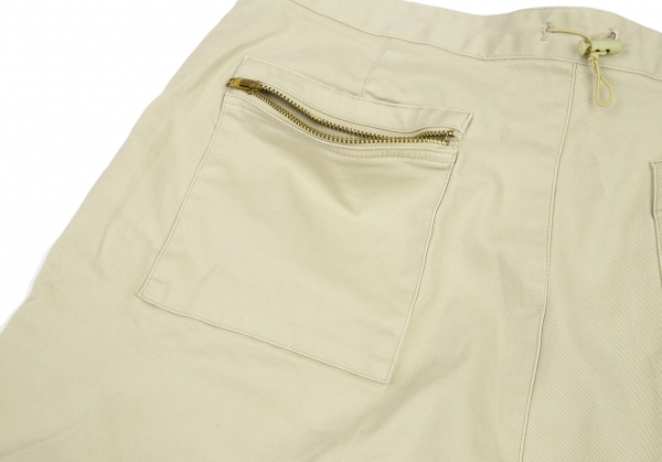 Papas Cotton Stretch Drawcord Cropped Pants (Trousers) Beige LL