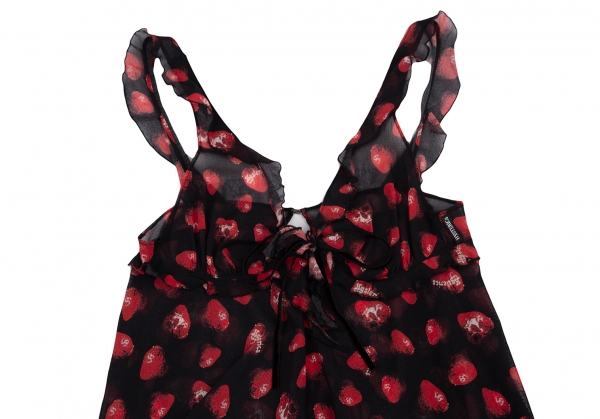 HYSTERIC GLAMOUR Strawberry Printed Mesh Top (Jumper) Black,Red 