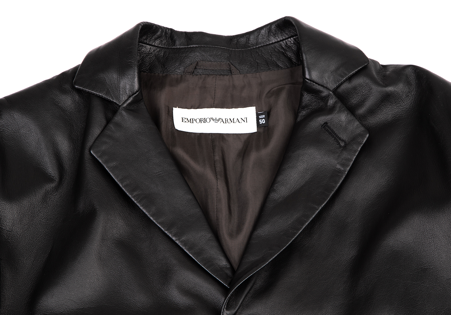 EMPORIO ARMANI エンポリオ・アルマーニ　レザージャケット　50 黒身幅約54㎝